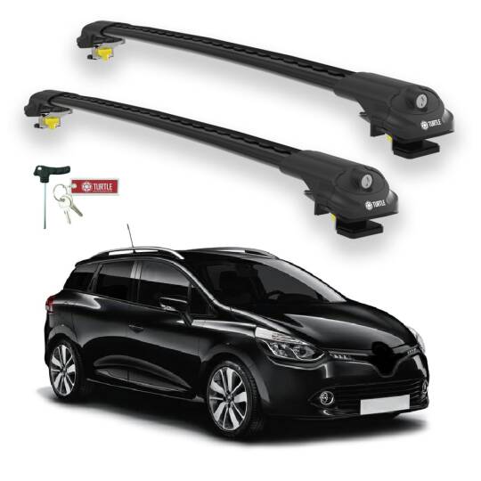 TURTLE Fits Renault Clio Stationwagon (Mk4) 2013-2019 Roof Rack Air1 Black