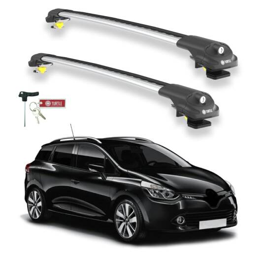 TURTLE Fits Renault Clio Stationwagon (Mk4) 2013-2019 Roof Rack Air1 Silver