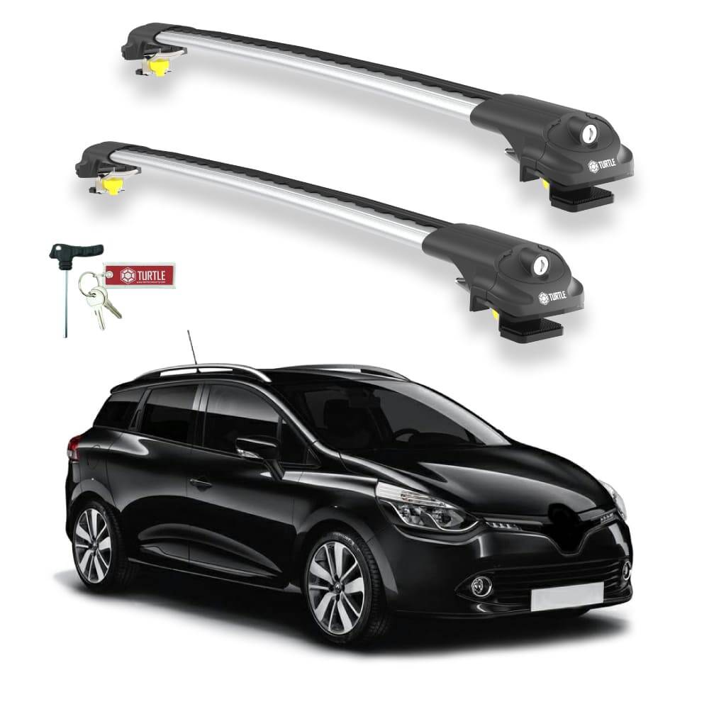 TURTLE Fits Renault Clio Stationwagon (Mk4) 2013-2019 Roof Rack Air1 Silver - 1