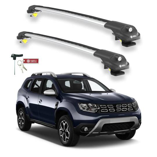 TURTLE Fits Renault Duster (Hm) 2018-2023 Roof Rack Air1 Silver