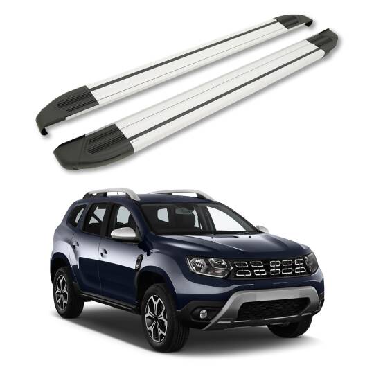 TURTLE Fits Renault Duster (Hm) 2018-2023 Side Step Brillant Silver