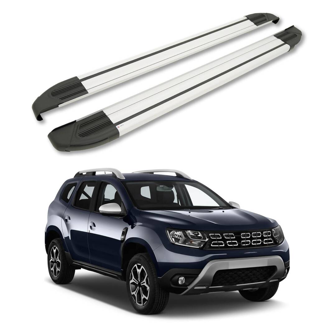 TURTLE Fits Renault Duster (Hm) 2018-2023 Side Step Brillant Silver - 1