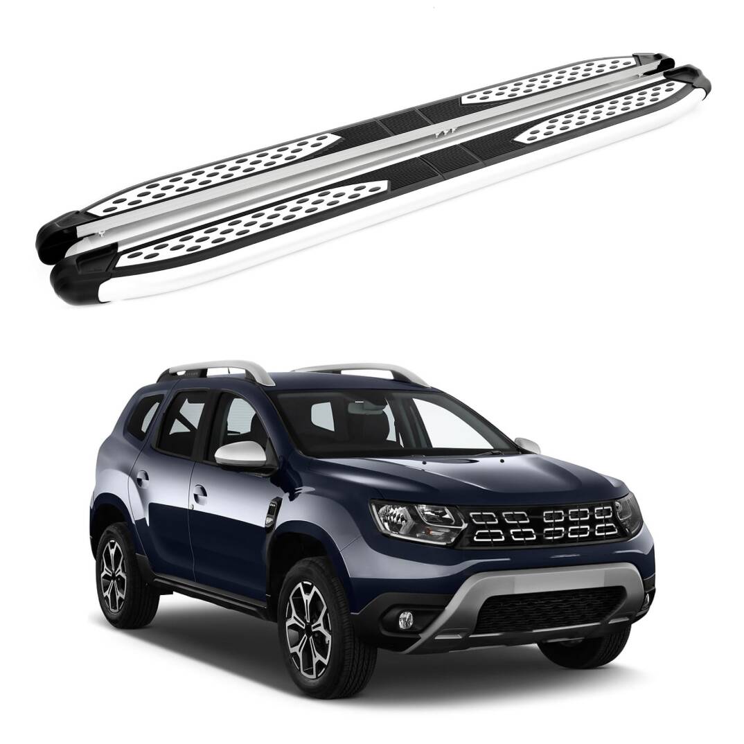 TURTLE Fits Renault Duster (Hm) 2018-2023 Side Step Plus Silver - 1