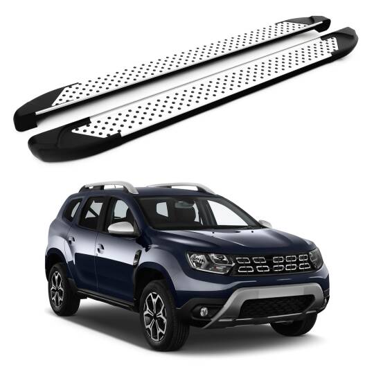TURTLE Fits Renault Duster (Hm) 2018-2023 Side Step Sapphire V1 Silver