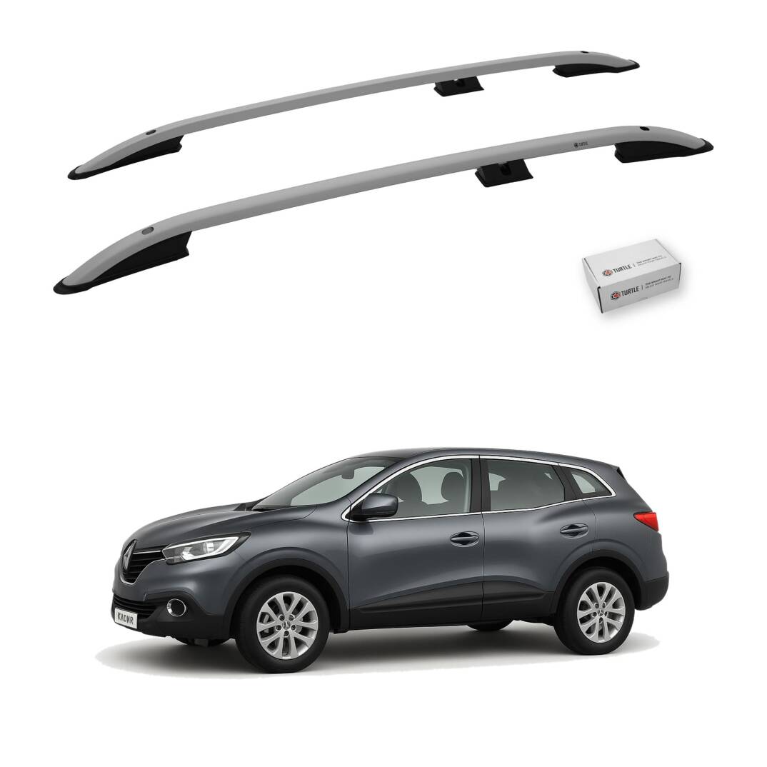 TURTLE Fits Renault Kadjar 2015-2022 Roof Rail Crown Silver - 1
