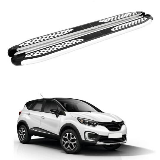 TURTLE Fits Renault Kaptur 4X4 (Ha) [Ru] 2016-2019 Side Step Plus Silver