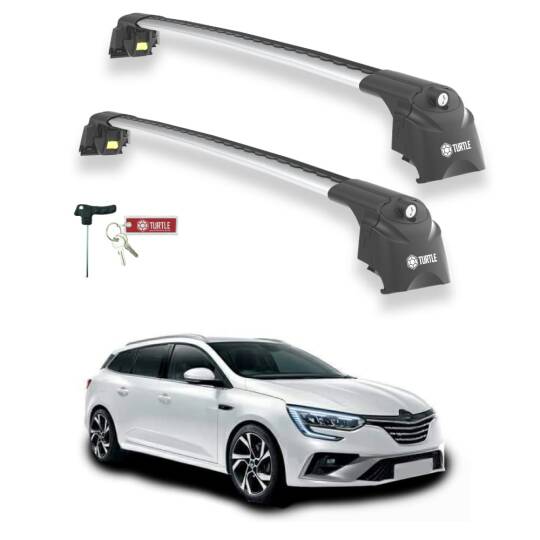 TURTLE Fits Renault Megane Grand Tourmaline 2016-2024 Roof Rack Air2 Silver