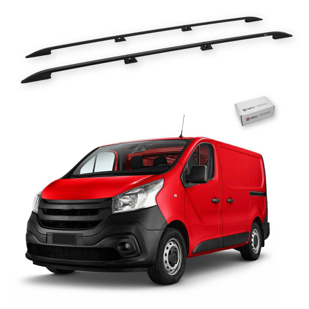 TURTLE Fits Renault Trafic (X82) 2014-2025 / Lwb Roof Rail Crown Black - 1