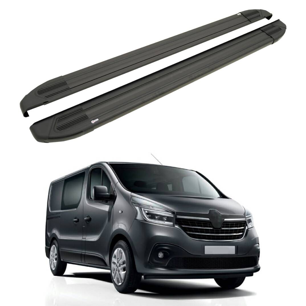 TURTLE Fits Renault Trafic (X82) 2014-2025 / Lwb Side Step Brillant Black - 1