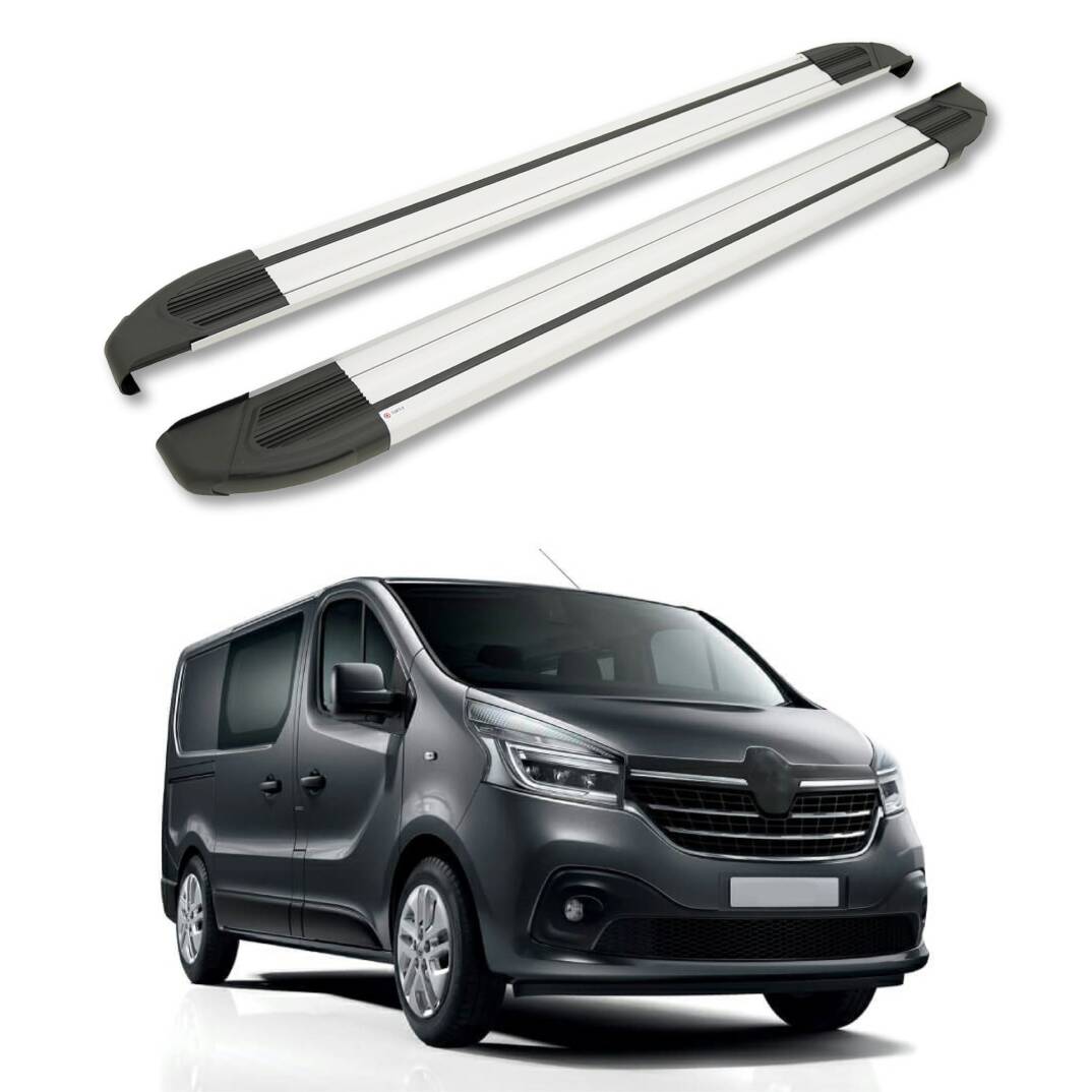 TURTLE Fits Renault Trafic (X82) 2014-2025 / Lwb Side Step Brillant Silver - 1