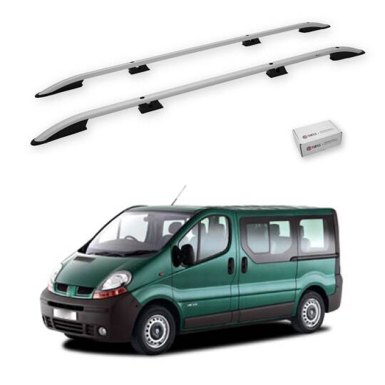 TURTLE Fits Renault Trafic (X83) 2001-2014 / Lwb Roof Rail Crown Silver