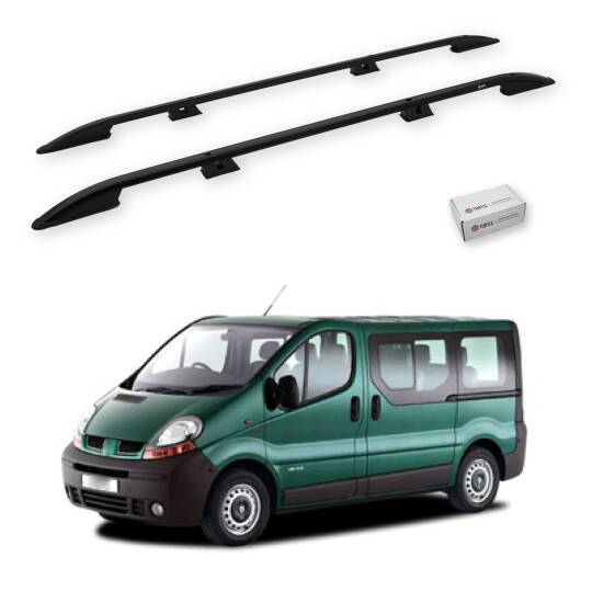 TURTLE Fits Renault Trafic (X83) 2001-2014 / Swb Roof Rail Crown Black