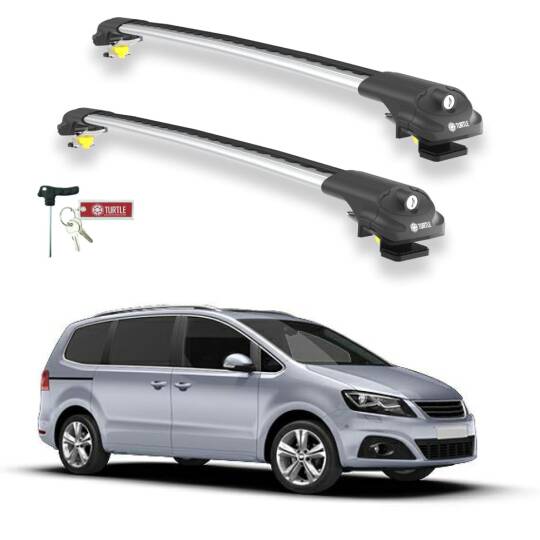 TURTLE Fits Seat Alhambra (7N) 2010-2020 Roof Rack Air1 Silver