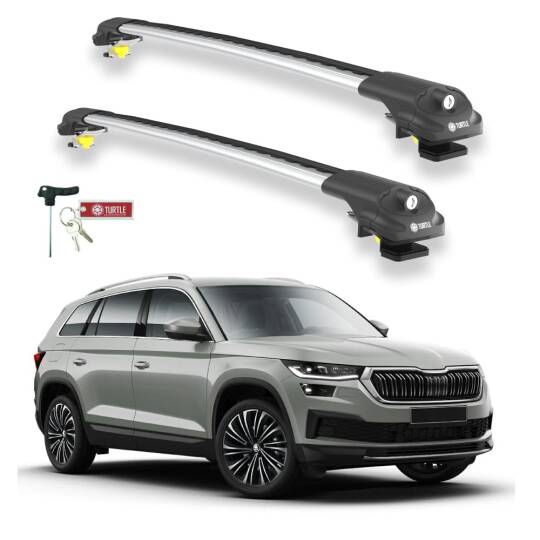 TURTLE Fits Skoda Kodiaq (Ns7) 2017-2023 Roof Rack Air1 Silver