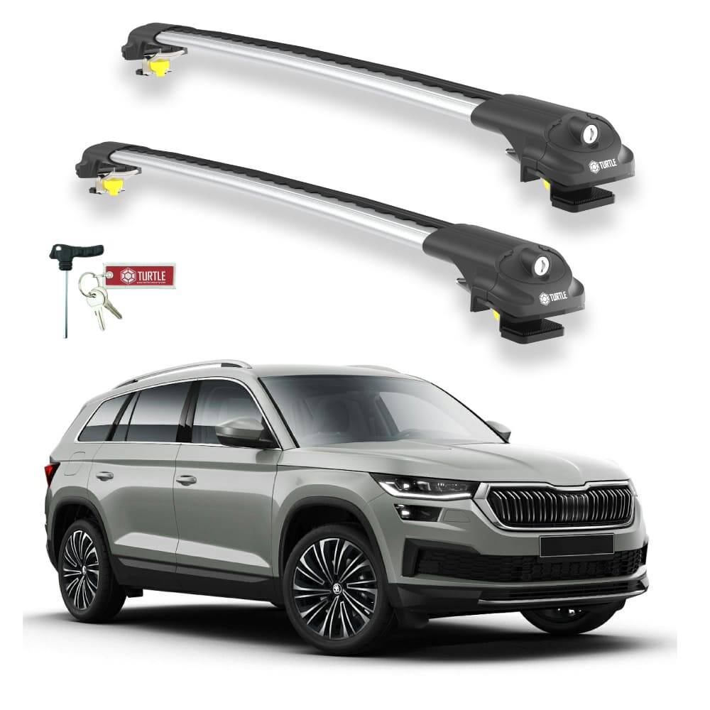 TURTLE Fits Skoda Kodiaq (Ns7) 2017-2023 Roof Rack Air1 Silver - 1