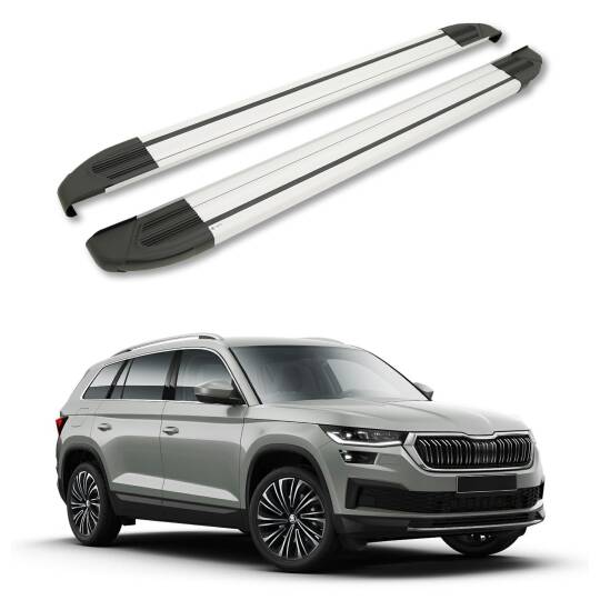 TURTLE Fits Skoda Kodiaq (Ns7) 2017-2023 Side Step Brillant Silver