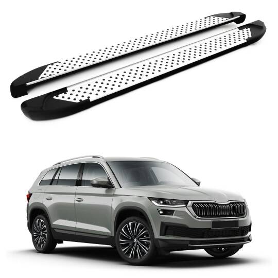 TURTLE Fits Skoda Kodiaq (Ns7) 2017-2023 Side Step Sapphire V1 Silver