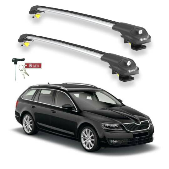 TURTLE Fits Skoda Octavia (5E) 2012-2019 Roof Rack Air1 Silver
