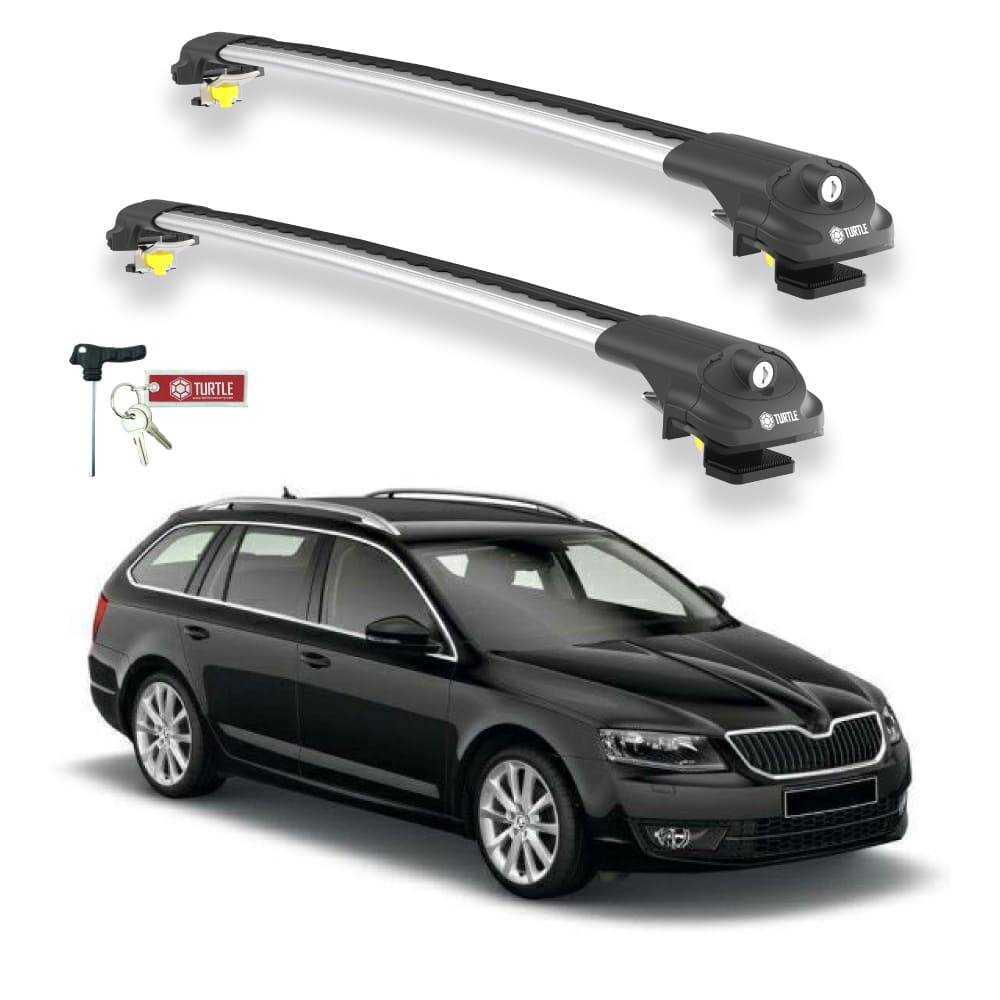 TURTLE Fits Skoda Octavia (5E) 2012-2019 Roof Rack Air1 Silver - 1