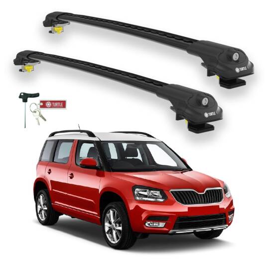 TURTLE Fits Skoda Yeti (5L) 2009-2017 Roof Rack Air1 Black - 1
