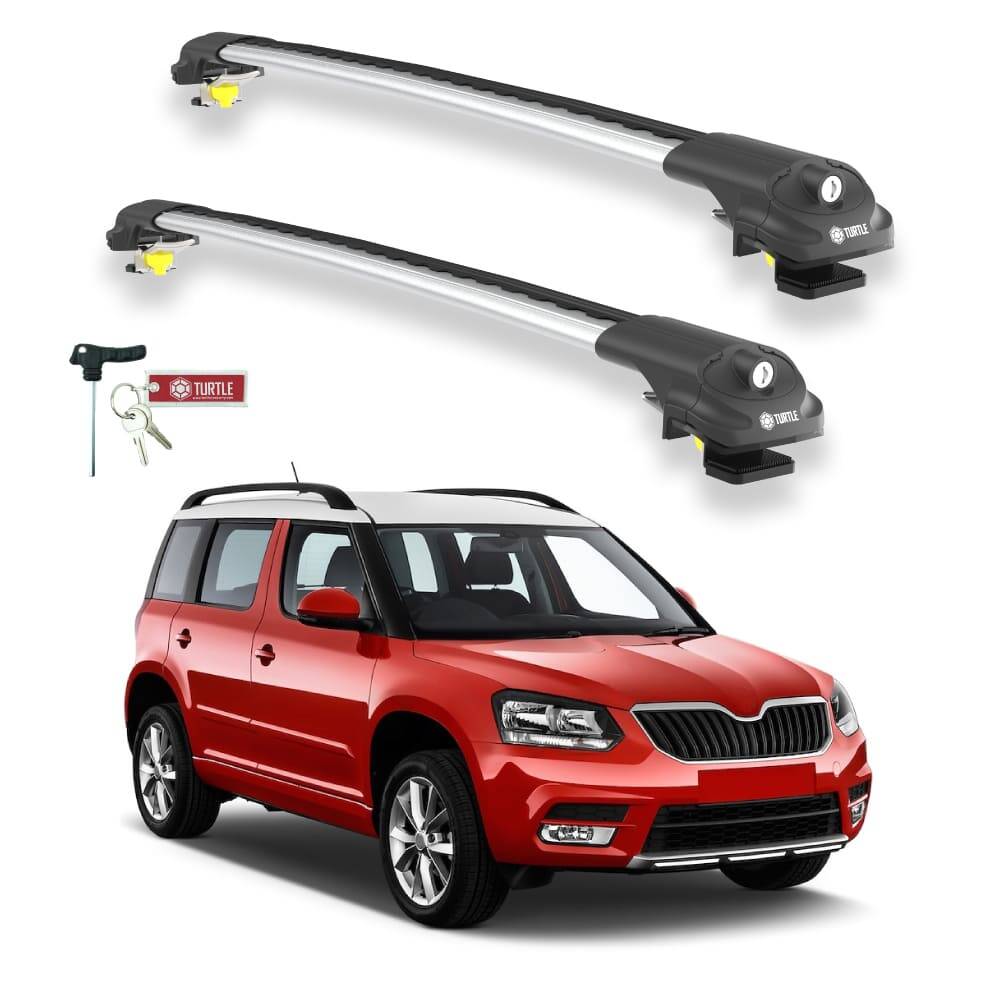 TURTLE Fits Skoda Yeti (5L) 2009-2017 Roof Rack Air1 Silver - 1