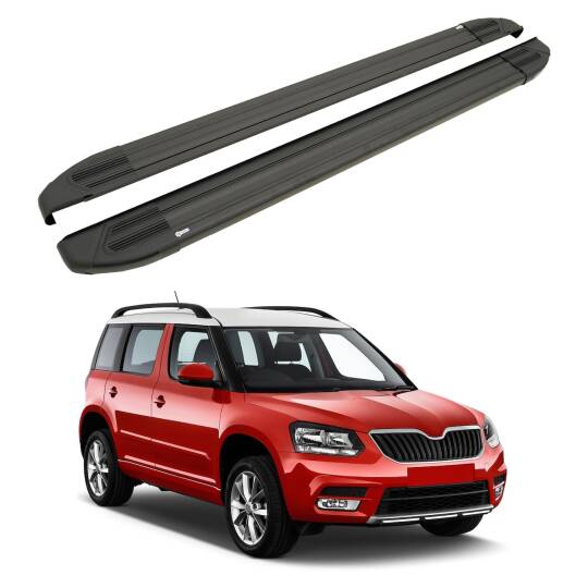 TURTLE Fits Skoda Yeti (5L) 2009-2017 Side Step Brillant Black