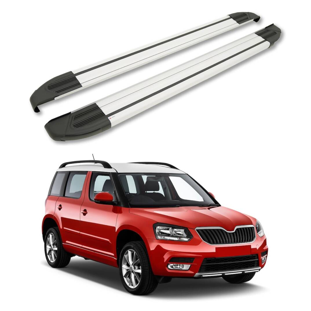 TURTLE Fits Skoda Yeti (5L) 2009-2017 Side Step Brillant Silver - 1