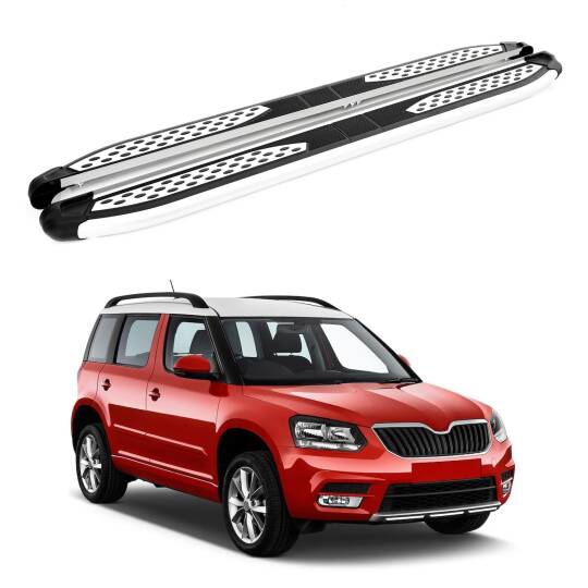 TURTLE Fits Skoda Yeti (5L) 2009-2017 Side Step Plus Silver