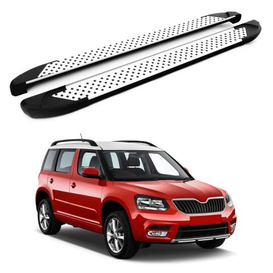 TURTLE Fits Skoda Yeti (5L) 2009-2017 Side Step Sapphire V1 Silver
