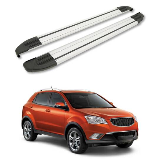 TURTLE Fits Ssangyong Korando (C200) 2010-2019 Side Step Brillant Silver