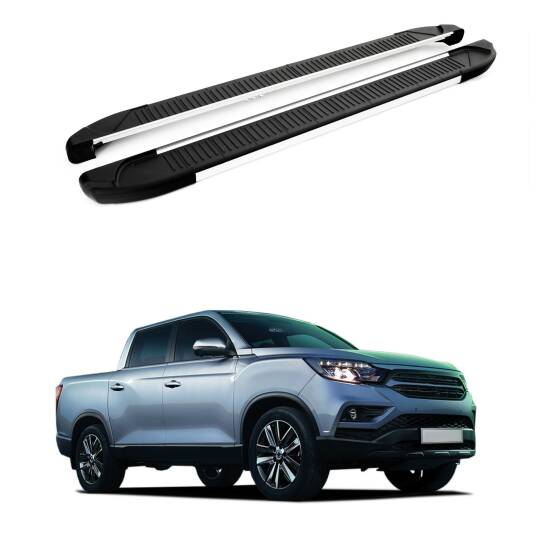 TURTLE Fits Ssangyong Musso (Q200) 2018-2025 Side Step Another Silver