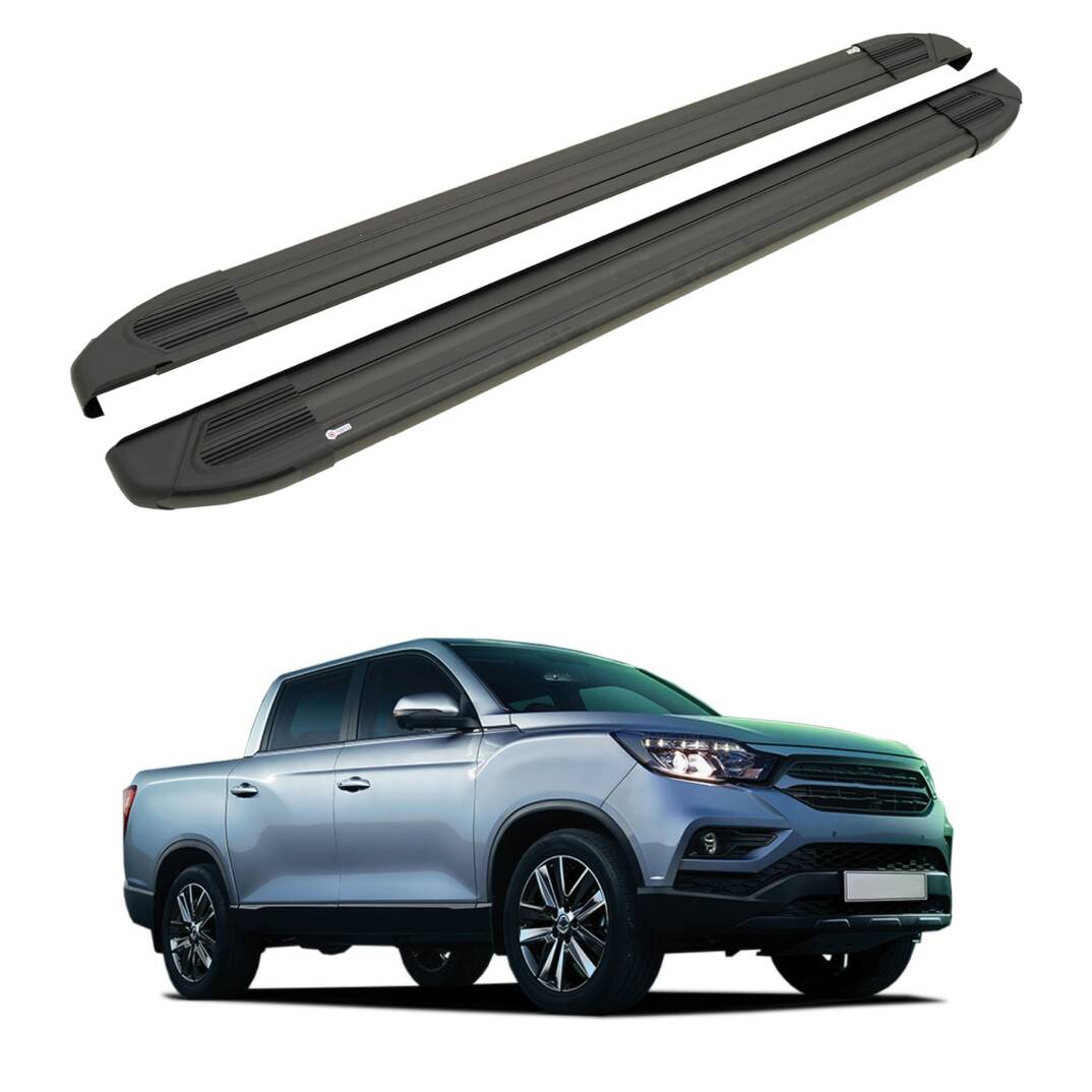 TURTLE Fits Ssangyong Musso (Q200) 2018-2025 Side Step Brillant Black - 1