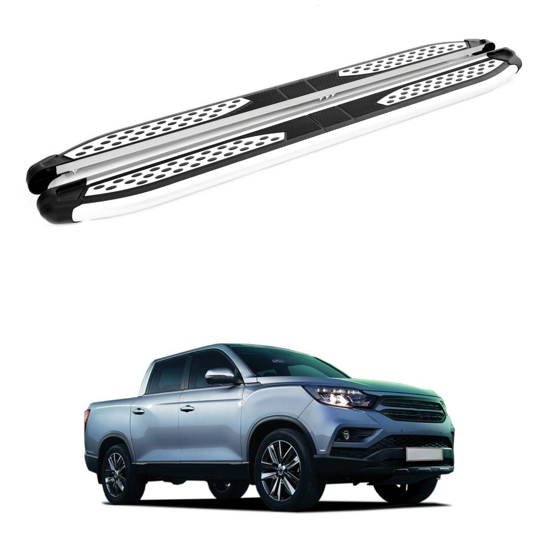 TURTLE Fits Ssangyong Musso (Q200) 2018-2025 Side Step Plus Silver - 1