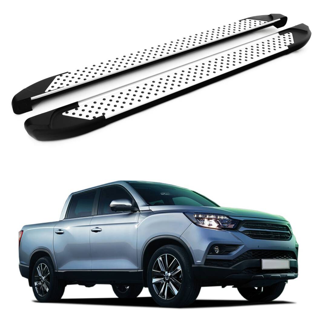 TURTLE Fits Ssangyong Musso (Q200) 2018-2025 Side Step Sapphire V1 Silver - 1