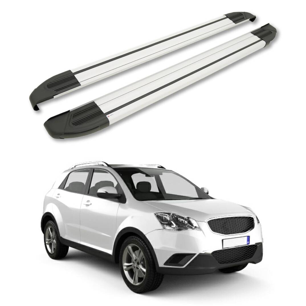 TURTLE Fits Ssangyong New Actyon (C200) 2010-2019 Side Step Brillant Silver - 1