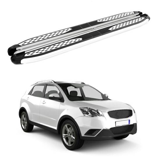 TURTLE Fits Ssangyong New Actyon (C200) 2010-2019 Side Step Plus Silver