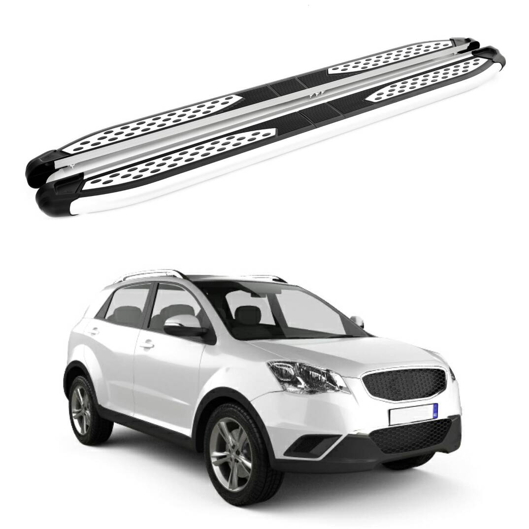 TURTLE Fits Ssangyong New Actyon (C200) 2010-2019 Side Step Plus Silver - 1