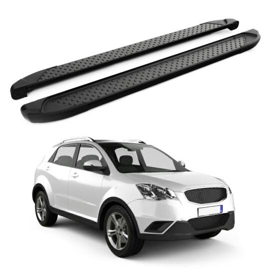 TURTLE Fits Ssangyong New Actyon (C200) 2010-2019 Side Step Sapphire V1 Black