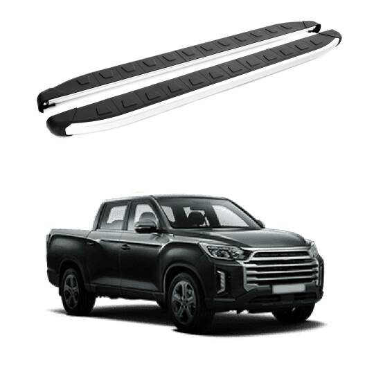 TURTLE Fits Ssangyong Rexton Sports (Q200) 2018-2025 Side Step Alyans Silver