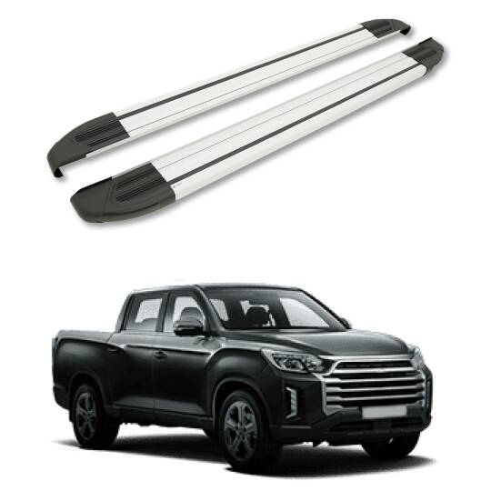 TURTLE Fits Ssangyong Rexton Sports (Q200) 2018-2025 Side Step Brillant Silver