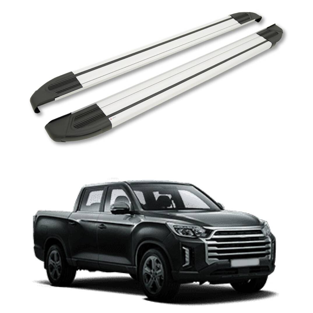 TURTLE Fits Ssangyong Rexton Sports (Q200) 2018-2025 Side Step Brillant Silver - 1