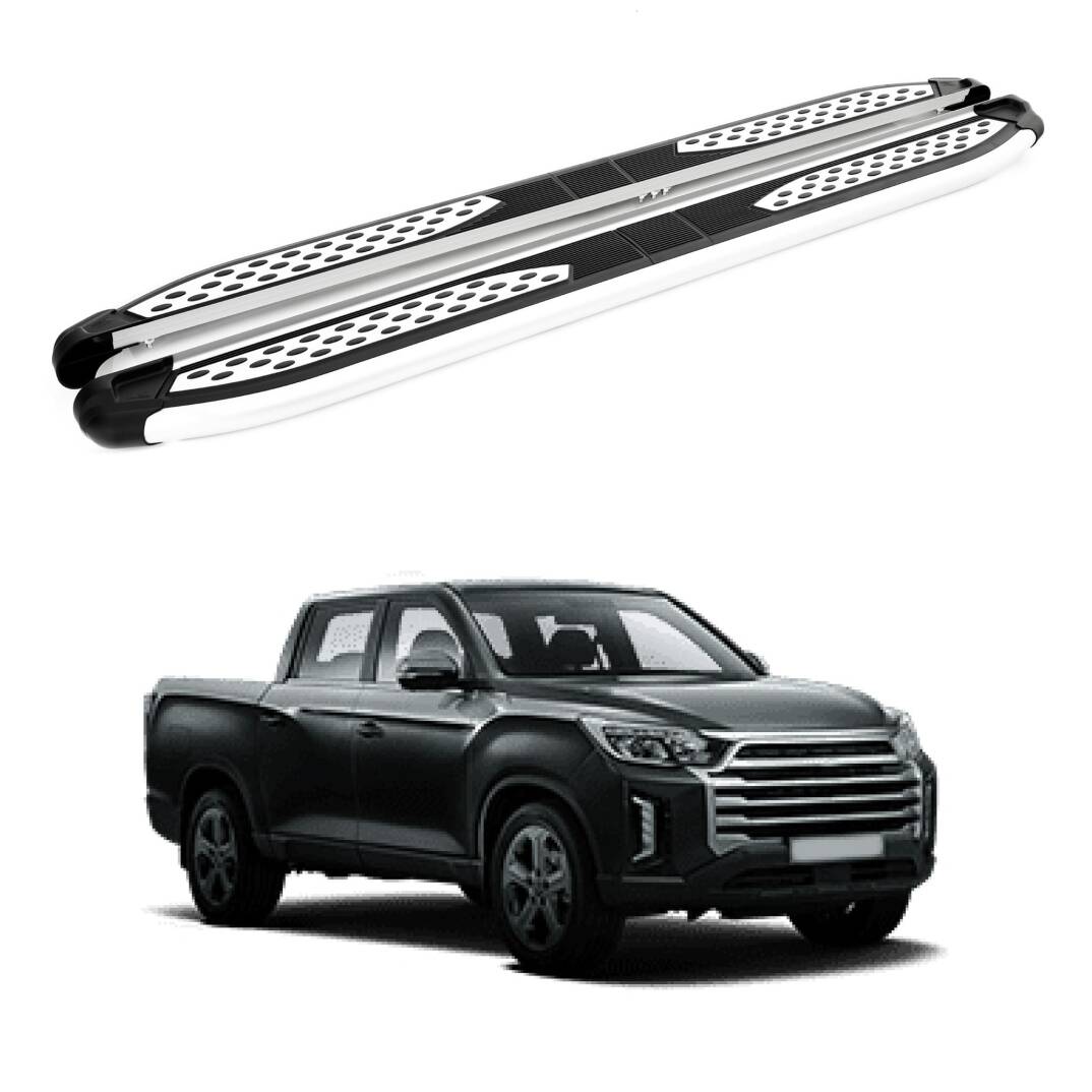 TURTLE Fits Ssangyong Rexton Sports (Q200) 2018-2025 Side Step Plus Silver - 1