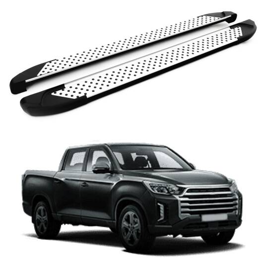 TURTLE Fits Ssangyong Rexton Sports (Q200) 2018-2025 Side Step Sapphire V1 Silver