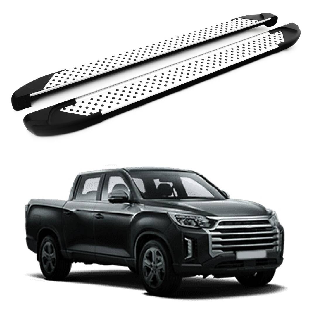 TURTLE Fits Ssangyong Rexton Sports (Q200) 2018-2025 Side Step Sapphire V1 Silver - 1