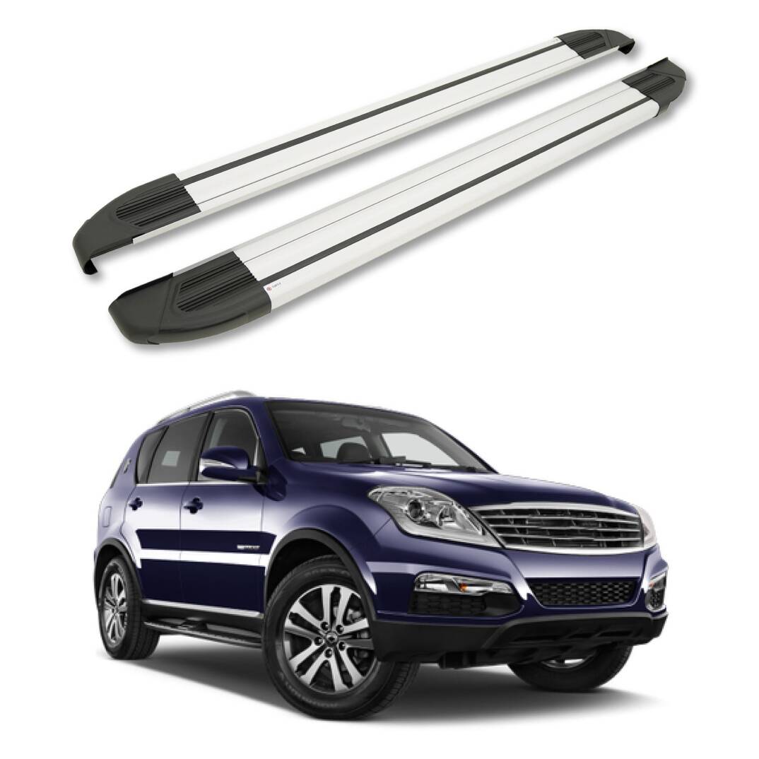TURTLE Fits Ssangyong Rexton W (Y290) 2013-2017 Side Step Brillant Silver - 1