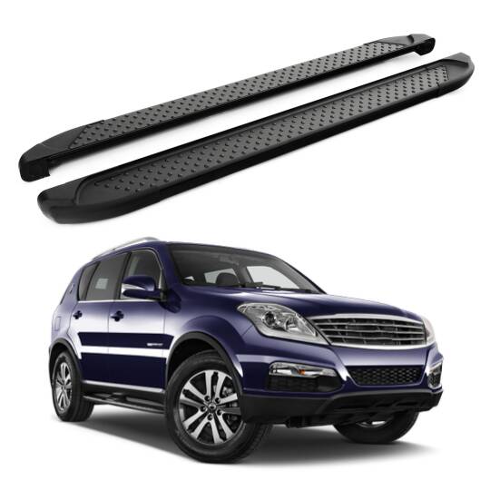 TURTLE Fits Ssangyong Rexton W (Y290) 2013-2017 Side Step Sapphire V1 Black