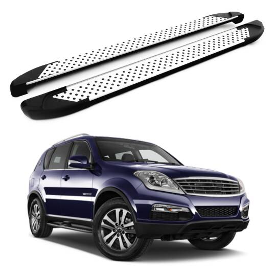 TURTLE Fits Ssangyong Rexton W (Y290) 2013-2017 Side Step Sapphire V1 Silver