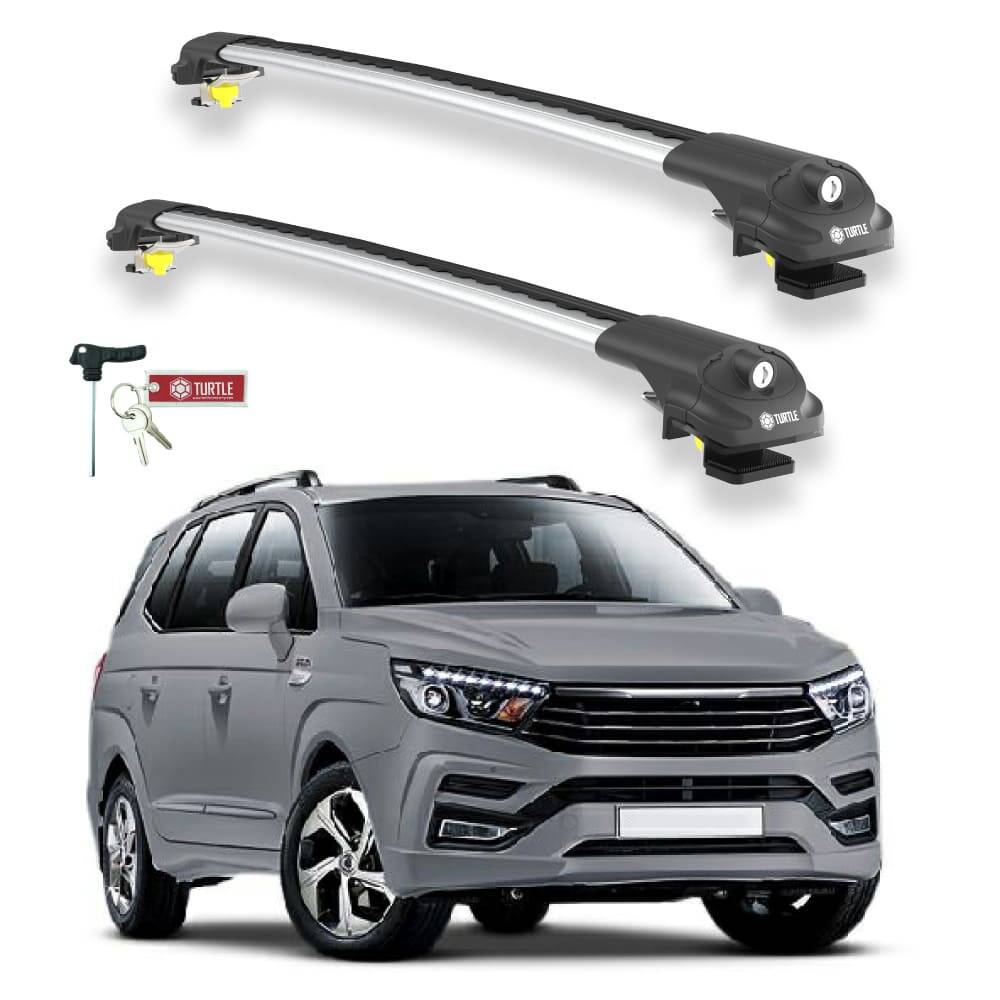 TURTLE Fits Ssangyong Stavic 2013-2019 Roof Rack Air1 Silver - 1