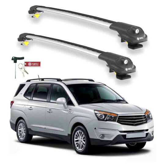 TURTLE Fits Ssangyong Turismo 2013-2019 Roof Rack Air1 Silver