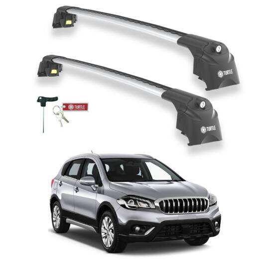 TURTLE Fits Suzuki Sx4 S-Cross 2014-2021 Roof Rack Air2 Silver